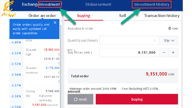 نحوه خرید بیت کوین در Upbit