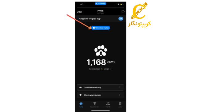 نحوه اتصال کیف پول به ایردراپ PAWS