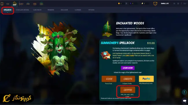 خرید spellbook در بازی اسپلینترلندز