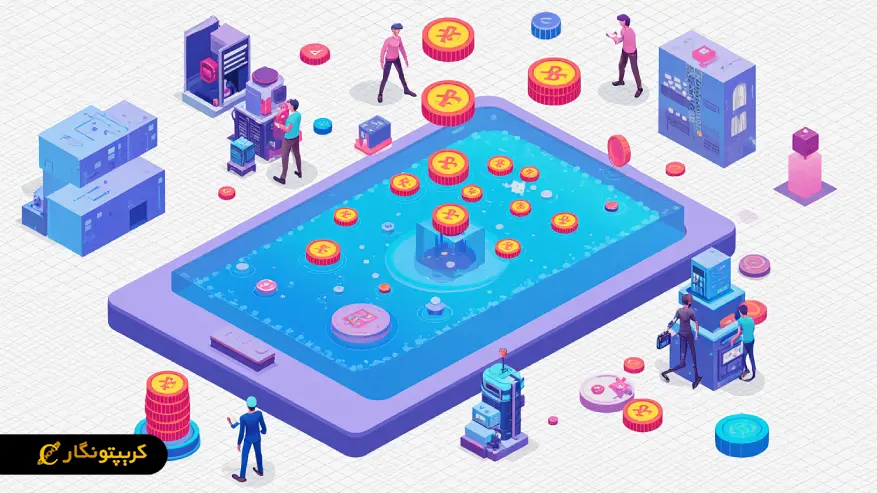 استخر استخراج به همراه بیت کوین و تجهیزات