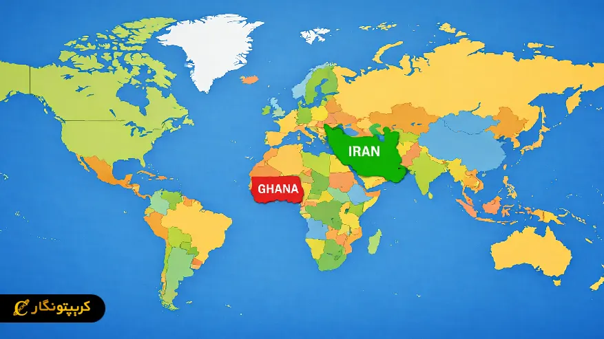 نقشه ایران و غنا