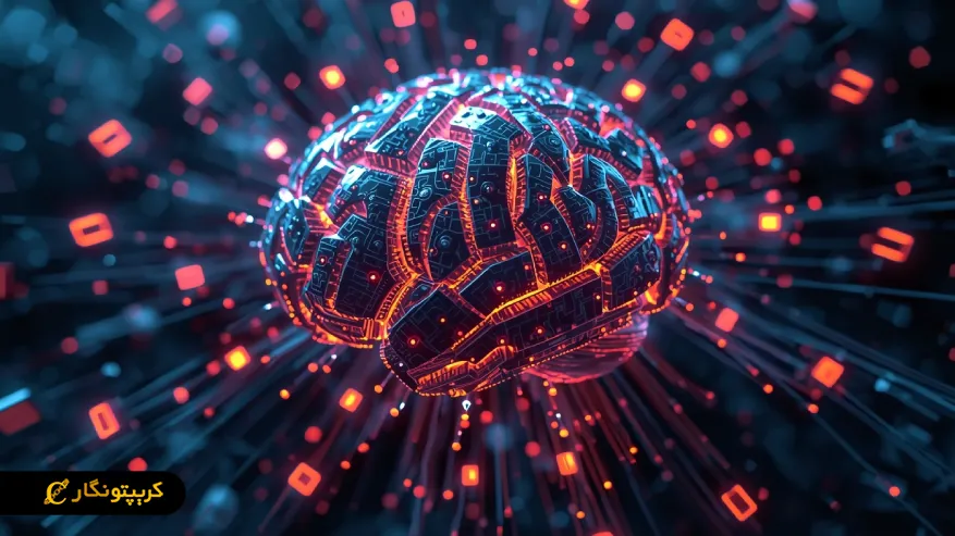 تصویر مفهومی از مغز دیجیتال و زیرساخت توکن هوش مصنوعی در شبکه غیرمتمرکز