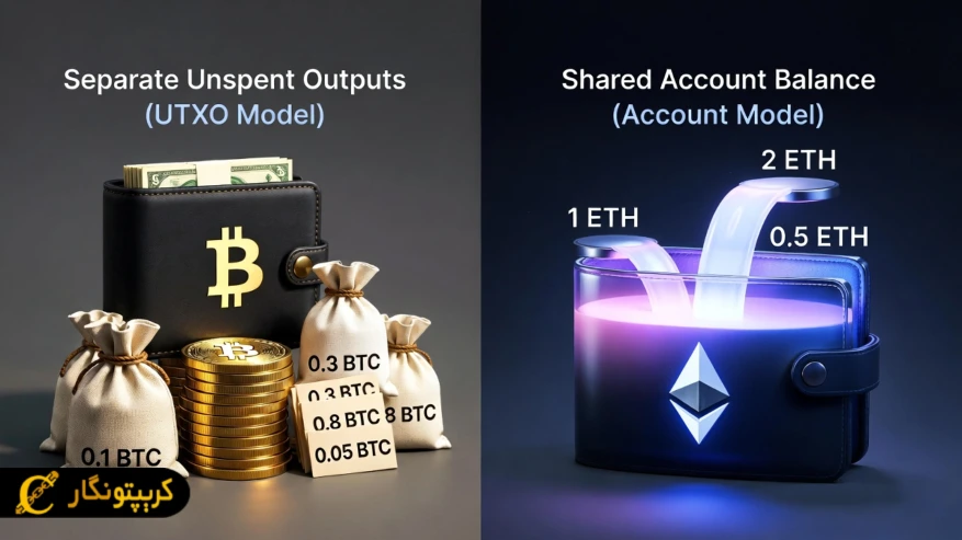 تفاوت مدل UTXO بیت کوین با مدل حسابی