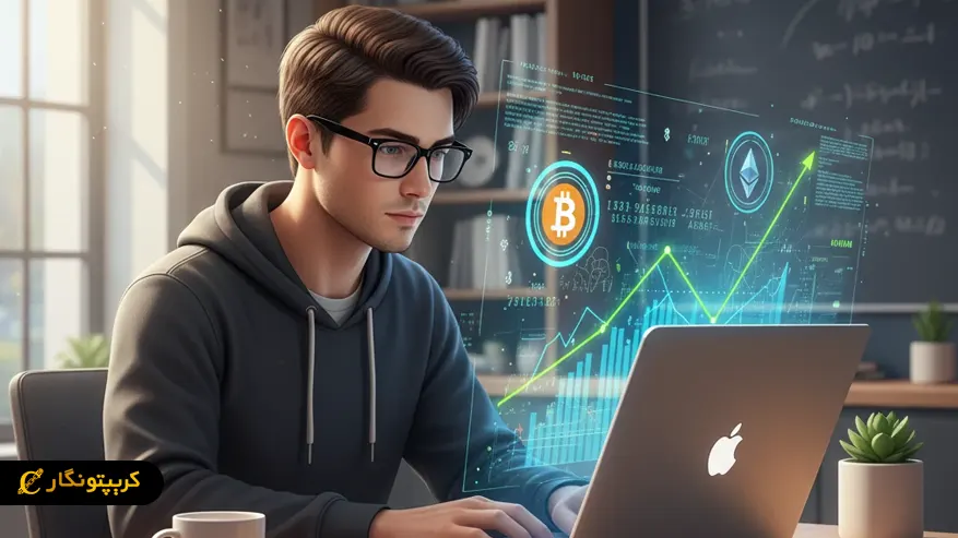 فردی در حال خرید و یا فروش ارز دیجیتال