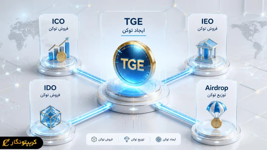 تفاوت TGE با روش‌های عرضه توکن؛ از ایجاد توکن تا فروش و توزیع آن.
