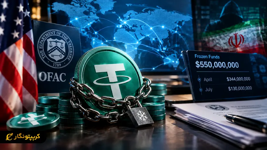 فریز ۵۵۰ میلیون دلار USDT مرتبط با ایران و اقدامات تتر و OFAC