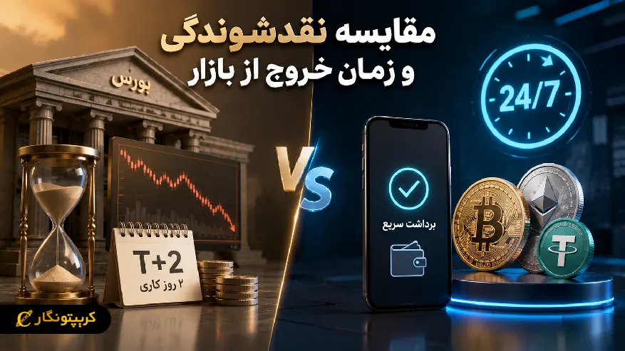 مقایسه نقد شوندگی بازار بورس و ارز دیجیتال